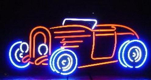 1932 Ford Auto Car Blue Neon Sign